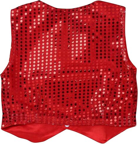 Kids Boys Girls Shiny Sequins Vest Shirt Jazz Hip-hop Dance Jacket Waistcoat Stage Performance Costume Accessory in Saudi Arabia