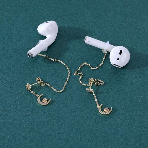 أقراط حامل مضادة للفقد من AoedeJ لأجهزة AirPods 14K مطلية بالذهب أقراط أذن لاسلكية متدلية وحزام حامل لسماعات الأذن متوافق مع AirPods Pro 1 & 2 (Ear Stud-1) in Kuwait