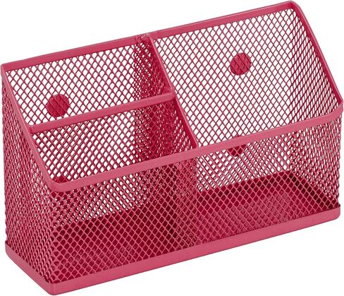 LockerMate Magnetic Pencil Holder, Locker Organizer with 3 Mesh Storage Compartments, Black in Saudi Arabia