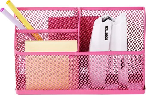 LockerMate Magnetic Pencil Holder, Locker Organizer with 3 Mesh Storage Compartments, Black in Saudi Arabia