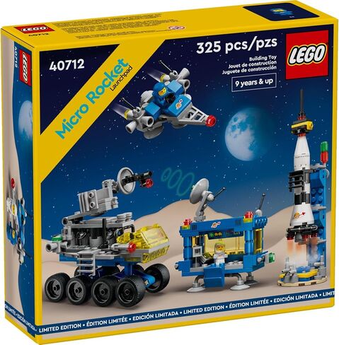 LEGO 40712 Micro Rocket Launchpad: 325 Pieces - Nostalgic Space Toy Set for Adults and Kids 9+, Inspired by Classic Space Sets from The 70s and 80s, Includes Rocket, Space Station, and Characters in Saudi Arabia