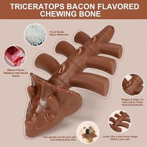 Tough Dog Chew Toy for Aggressive Chewers Indestructible Durable Nylon Dog Training Interactive Toy Teething Bone for Large Medium Dogs Real Bacon Flavored Toy to Keep Them Busy in Saudi Arabia