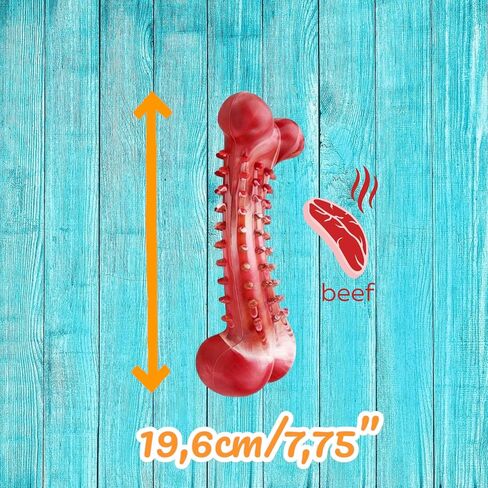 صندوق هدايا للكلاب - ألعاب للكلاب للمضغ العدواني - كرة تفاعلية لتوزيع الحلوى للجراء والكلاب، عظمة حمراء متينة بنكهة اللحم البقري للكلاب الصغيرة والمتوسطة والكبيرة in Saudi Arabia