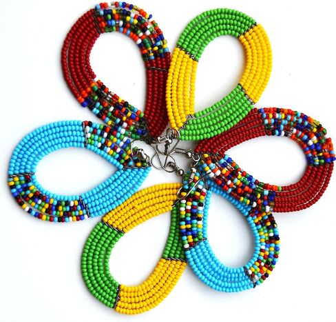 ER5 Masai Beaded Earrings African Maasai Earrings Masai Ladies Earrings Bead Earrings Handmade African Earrings Kenya Culture Zulu Bead Maroon Green/Yellow Ocean blue in Saudi Arabia