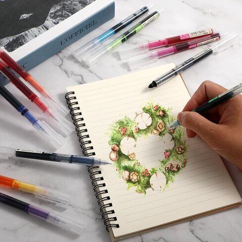 Cobee Liquid Ink Rollerball Pen,12 Colored Rolling Ball Pens 0.5mm Quick Drying Pen Bright Multicolor Gel Ink Ball Point Pen for Journaling Note Taking Sketching Art in Saudi Arabia