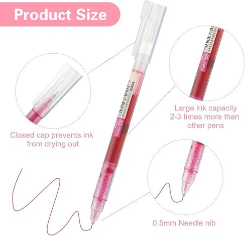 Cobee Liquid Ink Rollerball Pen,12 Colored Rolling Ball Pens 0.5mm Quick Drying Pen Bright Multicolor Gel Ink Ball Point Pen for Journaling Note Taking Sketching Art in Saudi Arabia