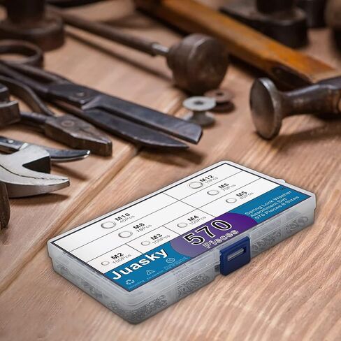 مجموعة 570 قطعة 304 من الفولاذ المقاوم للصدأ بقفل زنبركي، 8 مقاسات - M2 M3 M4 M5 M6 M8 M10 M12 in Kuwait