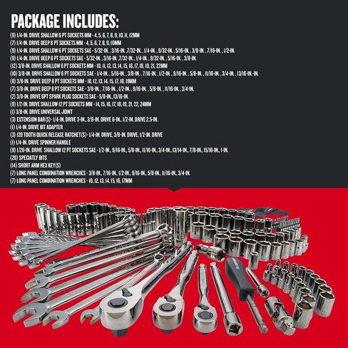 CRAFTSMAN Mechanics Tool Set, 1/4" & 3/8" & 1/2" Drive, SAE/Metric, 150 Piece (CMMT12035) in Saudi Arabia