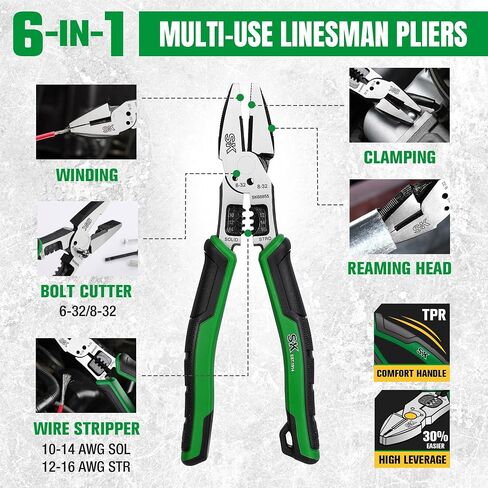 SK 8-Inch Multi-use Long Nose Pliers, Needle Nose Pliers, 7 IN 1, Premium CR-V Steel Construction, Ergonomic Non-slip Handle for Comfortable Grip in Saudi Arabia