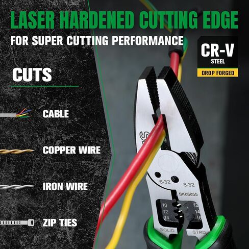 SK 8-Inch Multi-use Long Nose Pliers, Needle Nose Pliers, 7 IN 1, Premium CR-V Steel Construction, Ergonomic Non-slip Handle for Comfortable Grip in Saudi Arabia