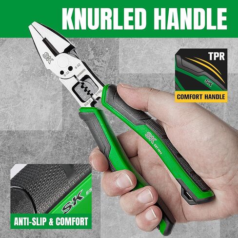SK 8-Inch Multi-use Long Nose Pliers, Needle Nose Pliers, 7 IN 1, Premium CR-V Steel Construction, Ergonomic Non-slip Handle for Comfortable Grip in Saudi Arabia