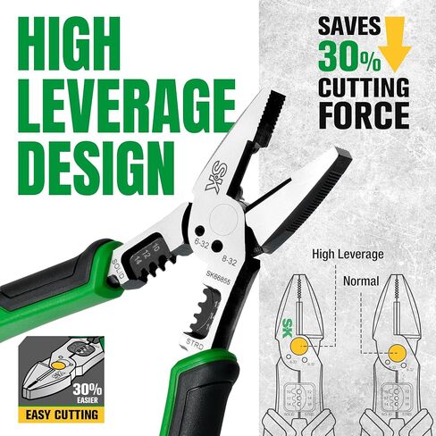 SK 8-Inch Multi-use Long Nose Pliers, Needle Nose Pliers, 7 IN 1, Premium CR-V Steel Construction, Ergonomic Non-slip Handle for Comfortable Grip in Saudi Arabia