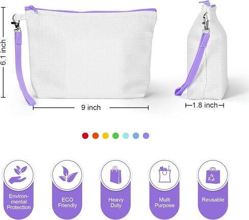 AGH 28pcs Sublimation Makeup Bags Blanks Colorful, Canvas Makeup Bags Bulk with Wristband Lanyards & Widened Bottom, Plain Blank Makeup Bag Personalize for Vinyl Projects DIY Craft Zipper Pencil Bags in Saudi Arabia