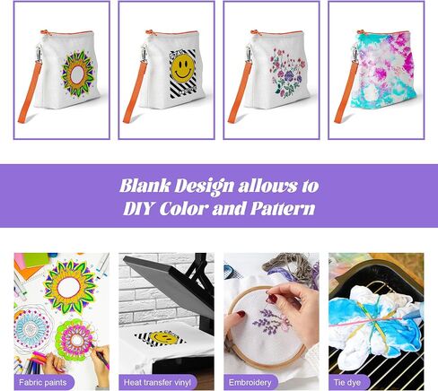 AGH 28pcs Sublimation Makeup Bags Blanks Colorful, Canvas Makeup Bags Bulk with Wristband Lanyards & Widened Bottom, Plain Blank Makeup Bag Personalize for Vinyl Projects DIY Craft Zipper Pencil Bags in Saudi Arabia