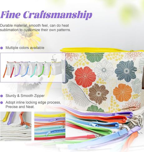 AGH 28pcs Sublimation Makeup Bags Blanks Colorful, Canvas Makeup Bags Bulk with Wristband Lanyards & Widened Bottom, Plain Blank Makeup Bag Personalize for Vinyl Projects DIY Craft Zipper Pencil Bags in Saudi Arabia