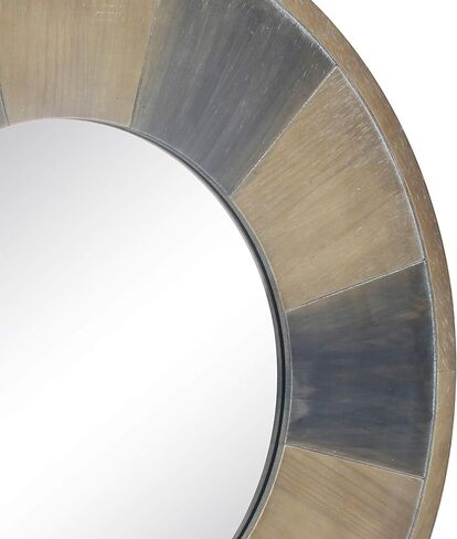 مرآة حائط خشبية مستديرة ثلاثية الألوان من Stonebriar مقاس 27.5 بوصة مع شماعة مرفقة، ديكور ريفي مزخرف لغرفة المعيشة وغرفة النوم والحمام والممر والمدخل in Kuwait