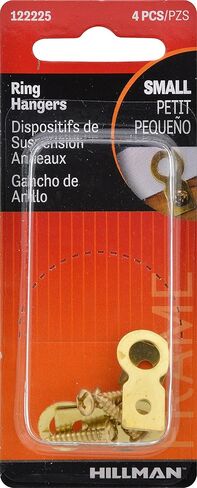 Hillman, Gold 122225 Flat Ring Hanger with Screw, Brass Plated, 1 Count (Pack of 1) in Kuwait