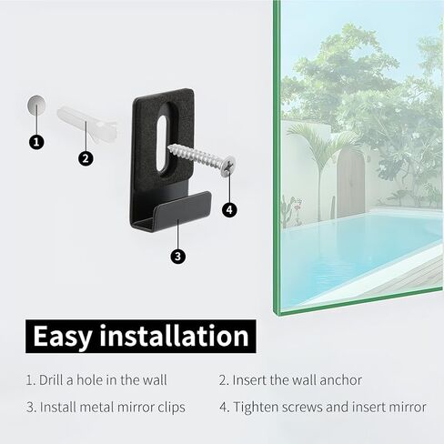 6Pcs Metal Mirror Clips, Mirror Bottom "J" Hanger Clip, Wide Channel Heavy Retainer Clips for Mirrors with Screw for Wall Mounting Frameless Mirror, Billboard in Saudi Arabia