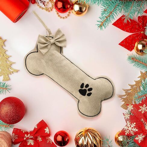 جوارب عيد الميلاد على شكل عظمة الكلب من DYSHAYEN، جوارب من الخيش للكلاب الأليفة في عيد الميلاد المجيد، زينة للحيوانات الأليفة (مخلب الكلب) in Kuwait