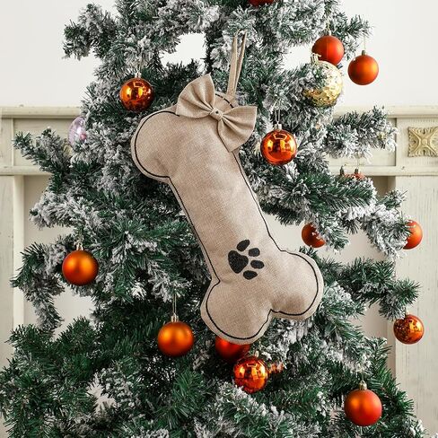 جوارب عيد الميلاد على شكل عظمة الكلب من DYSHAYEN، جوارب من الخيش للكلاب الأليفة في عيد الميلاد المجيد، زينة للحيوانات الأليفة (مخلب الكلب) in Kuwait