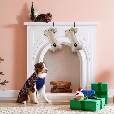 جوارب عيد الميلاد على شكل عظمة الكلب من DYSHAYEN، جوارب من الخيش للكلاب الأليفة في عيد الميلاد المجيد، زينة للحيوانات الأليفة (مخلب الكلب) in Kuwait