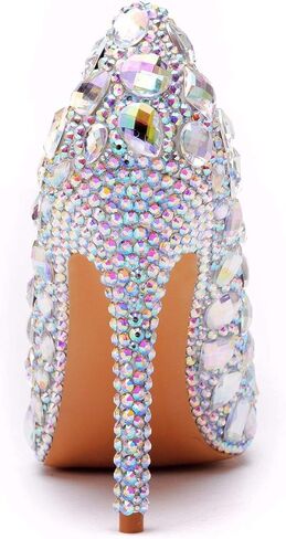 النساء الفاخرة الراين الكعوب الخنجر مدبب تو حذاء بكعب موضة رقيقة الكعوب فستان الحفلات الأحذية in Kuwait