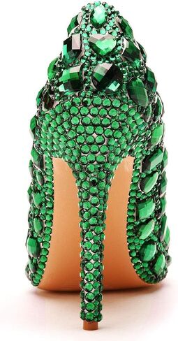 Women Luxury Rhinestones Stiletto Heels Pointy Toe Pump Shoes Fashion Thin Heels Party Dress Shoes in Saudi Arabia