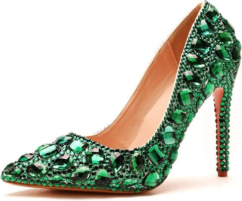 Women Luxury Rhinestones Stiletto Heels Pointy Toe Pump Shoes Fashion Thin Heels Party Dress Shoes in Saudi Arabia