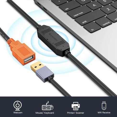 SNANSHI USB Extension Cable 50 ft, Active USB 2.0 Extension Cable USB Extender/Active USB Cable Male to Female USB Male to Female Repeater Cord for Printer Scanners Webcam in Kuwait