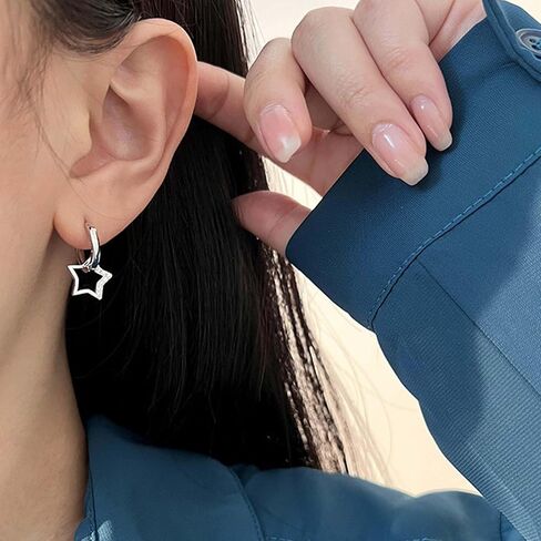 نجمة هوب انخفاض الأقراط نجمة استرخى أقراط Huggie كريستال نجمة متدلية أقراط البوهيمي نجمة هوب أقراط الجوف نجمة أقراط مجوهرات للنساء والفتيات هدايا in Saudi Arabia