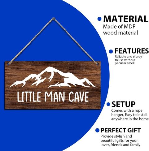 ليتل مان كهف بوي منطقة ريفية معلقة علامات خشبية اقتباس لوحة معلقة جدار الفن ديكور لحضانة الأطفال الصغار الأولاد غرفة نوم غرفة اللعب ديكورات غرفة المعيشة 12 بوصة × 6 بوصة (J688) in Kuwait
