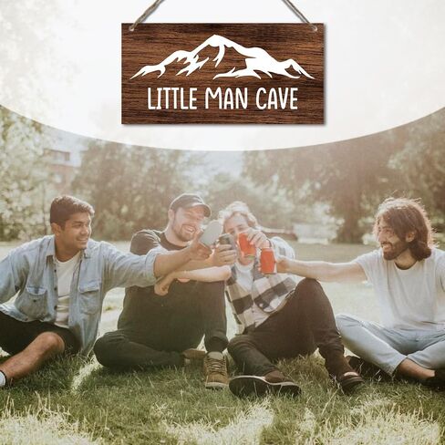 ليتل مان كهف بوي منطقة ريفية معلقة علامات خشبية اقتباس لوحة معلقة جدار الفن ديكور لحضانة الأطفال الصغار الأولاد غرفة نوم غرفة اللعب ديكورات غرفة المعيشة 12 بوصة × 6 بوصة (J688) in Kuwait