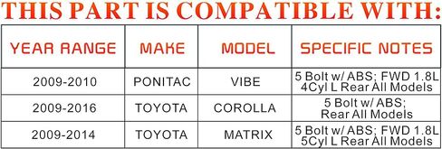 DRIVESTAR 512403 FWD محور العجلة الخلفية ومحمل التجميع للسائق/الراكب لسيارة Toyota Corolla 2009-19/Corolla iM 17-18/Matrix 09-13، لـ Ponitac Vibe 2009-10، 5 العروات مع ABS in Saudi Arabia