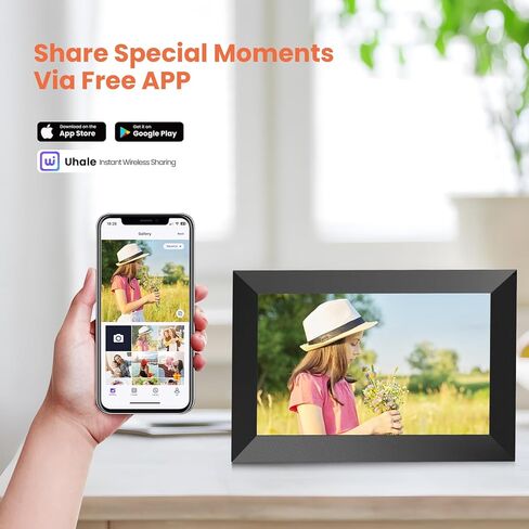 إطار صورة رقمي Uhale 10.1 بوصة WiFi مع شاشة لمس IPS 1280x800HD، إطارات صور إلكترونية مع ذاكرة 32 جيجابايت، إرسال التمنيات، مشاركة فورية وخاصة للصور، تدوير تلقائي in Kuwait