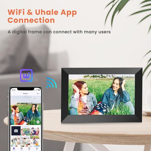 إطار صورة رقمي Uhale 10.1 بوصة WiFi مع شاشة لمس IPS 1280x800HD، إطارات صور إلكترونية مع ذاكرة 32 جيجابايت، إرسال التمنيات، مشاركة فورية وخاصة للصور، تدوير تلقائي in Kuwait