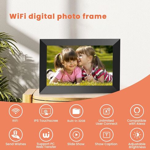 إطار صورة رقمي Uhale 10.1 بوصة WiFi مع شاشة لمس IPS 1280x800HD، إطارات صور إلكترونية مع ذاكرة 32 جيجابايت، إرسال التمنيات، مشاركة فورية وخاصة للصور، تدوير تلقائي in Kuwait