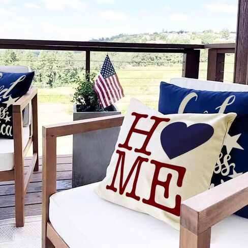 4th of July Decorations Pillow Covers 12 x 20 Set of 4 Memorial Day Patriotic Throw Pillow Covers God Bless America Flag Stars and Stripes Independence Day Decor for Home in Saudi Arabia
