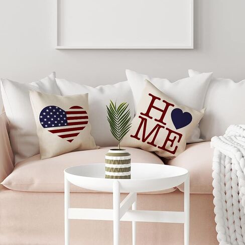 4th of July Decorations Pillow Covers 12 x 20 Set of 4 Memorial Day Patriotic Throw Pillow Covers God Bless America Flag Stars and Stripes Independence Day Decor for Home in Saudi Arabia