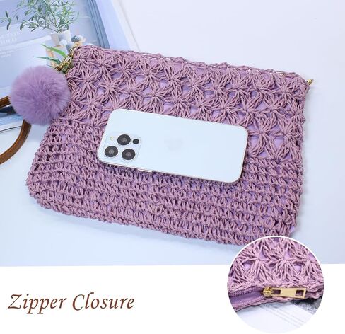 Straw Crossbody Bags Women Summer Woven Shoulder Purse Beach Wristlet Zipper in Saudi Arabia