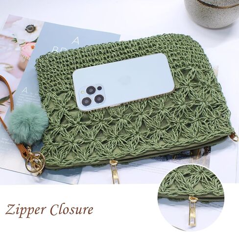 حقائب كروس من القش للنساء صيفية منسوجة بمحفظة كتف للشاطئ وسحاب معصم in Kuwait