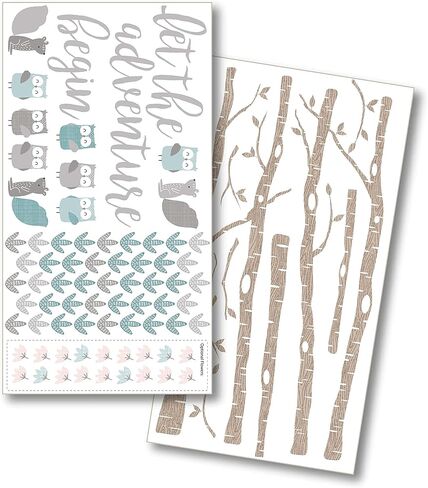 Levtex Baby - ملصق حائط قابل لإعادة الاستخدام دائمًا - غزال، بيرة، أشجار - رمادي، أسمر ضارب للصفرة، فحمي، بني - ملحقات غرف الأطفال - الحجم: 36 × 33 بوصة. in Kuwait