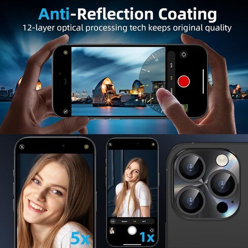 YWXTW واقي عدسة الكاميرا لهاتف iPhone 15 Pro Max/iPhone 15 Pro، [تدرج ليزر الطباعة الحجرية] [تقوية 5X] واقي شاشة من الزجاج المقوى بحلقة معدنية غطاء عدسة الكاميرا الخلفية (تيتانيوم أزرق) in Saudi Arabia