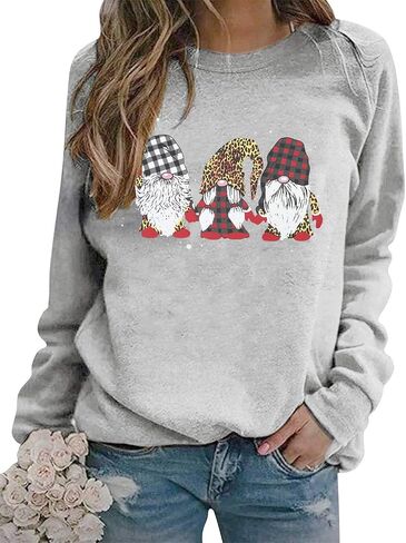 BANGELY Ugly Christmas Sweatshirt النساء عيد ميلاد سعيد جنوم الجرافيك قميص عارضة طويلة الأكمام عطلة قمصان قمم in Saudi Arabia