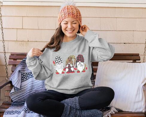 BANGELY Ugly Christmas Sweatshirt النساء عيد ميلاد سعيد جنوم الجرافيك قميص عارضة طويلة الأكمام عطلة قمصان قمم in Saudi Arabia