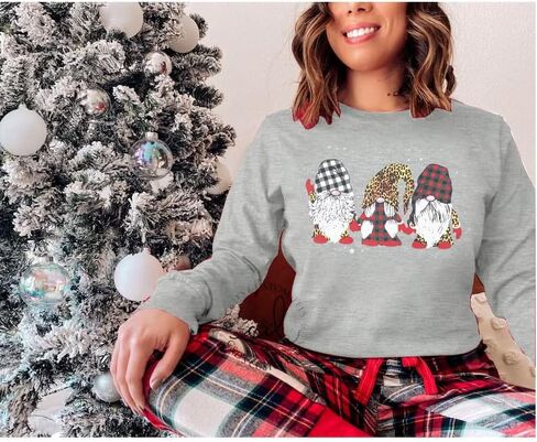 BANGELY Ugly Christmas Sweatshirt النساء عيد ميلاد سعيد جنوم الجرافيك قميص عارضة طويلة الأكمام عطلة قمصان قمم in Saudi Arabia