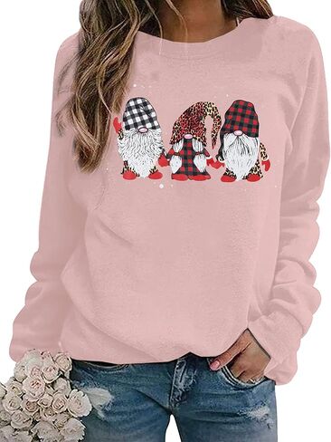 BANGELY Ugly Christmas Sweatshirt النساء عيد ميلاد سعيد جنوم الجرافيك قميص عارضة طويلة الأكمام عطلة قمصان قمم in Saudi Arabia