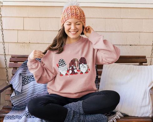 BANGELY Ugly Christmas Sweatshirt النساء عيد ميلاد سعيد جنوم الجرافيك قميص عارضة طويلة الأكمام عطلة قمصان قمم in Saudi Arabia