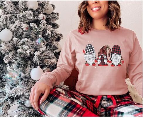 BANGELY Ugly Christmas Sweatshirt النساء عيد ميلاد سعيد جنوم الجرافيك قميص عارضة طويلة الأكمام عطلة قمصان قمم in Saudi Arabia