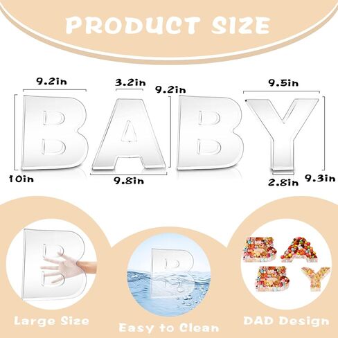 4 Pcs Baby Shower Food Trays Acrylic Transparent Board Letters Fillable for Charcuterie Food Fruit Candy, Baby Shower Decorations in Saudi Arabia