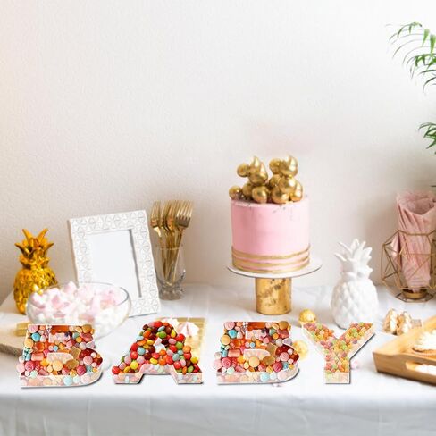 4 Pcs Baby Shower Food Trays Acrylic Transparent Board Letters Fillable for Charcuterie Food Fruit Candy, Baby Shower Decorations in Saudi Arabia